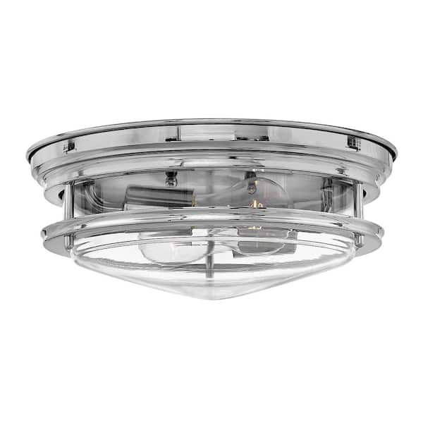 HINKLEY Hadley 12 in. 2-Light Chrome with Clear Glass Flush Mount