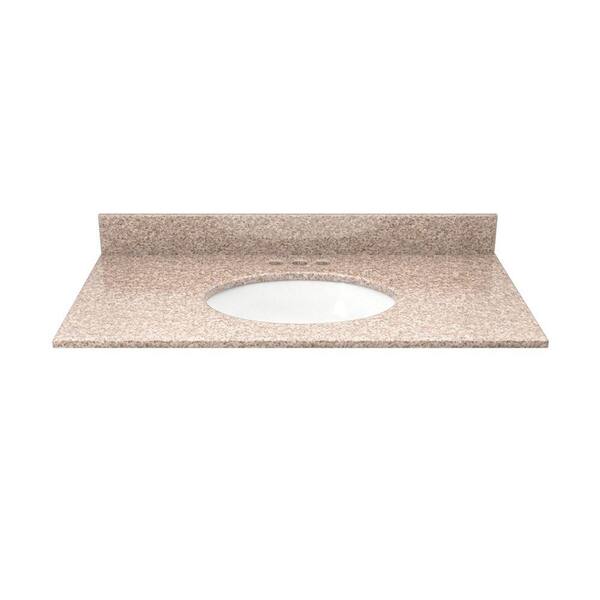 Solieque 31 in. Granite Vanity Top in Wheat with White Basin