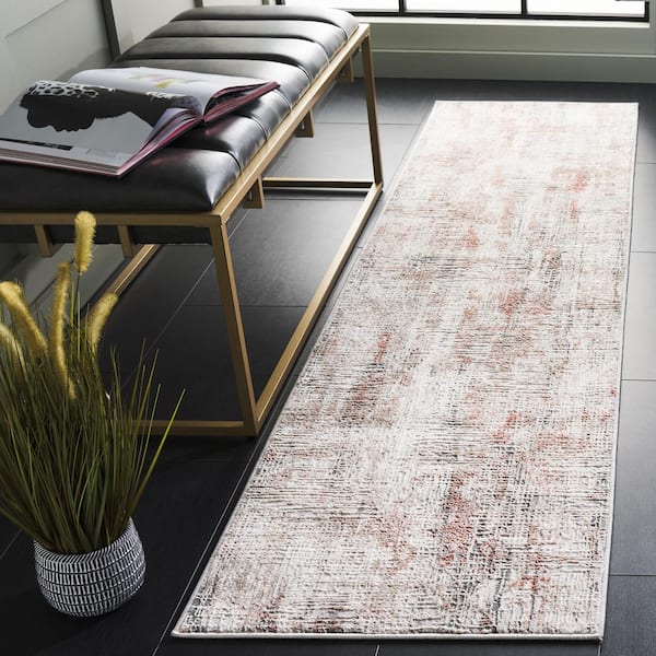 Vogue 2 ft. x 8 ft. Rust/Gray Distressed High-Low Runner Rug