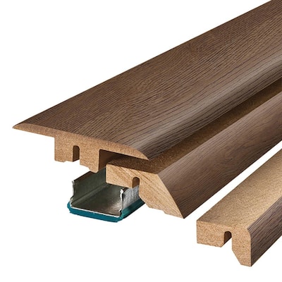 Coffee Bean 0.75 in. T x 2.37 in. W x 78.7 in. L Textured Wood Look Laminate Moulding/Trim 4 in 1 Molding