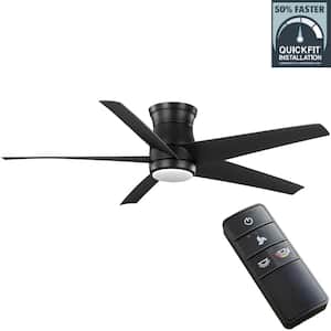 Mena 54 in. White Color Changing LED Indoor/Outdoor Matte Black Hugger Ceiling Fan with Light and Remote