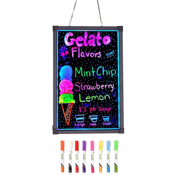 Alpine Industries 16 in. x 24 in. LED Illuminated Hanging Message Writing Board