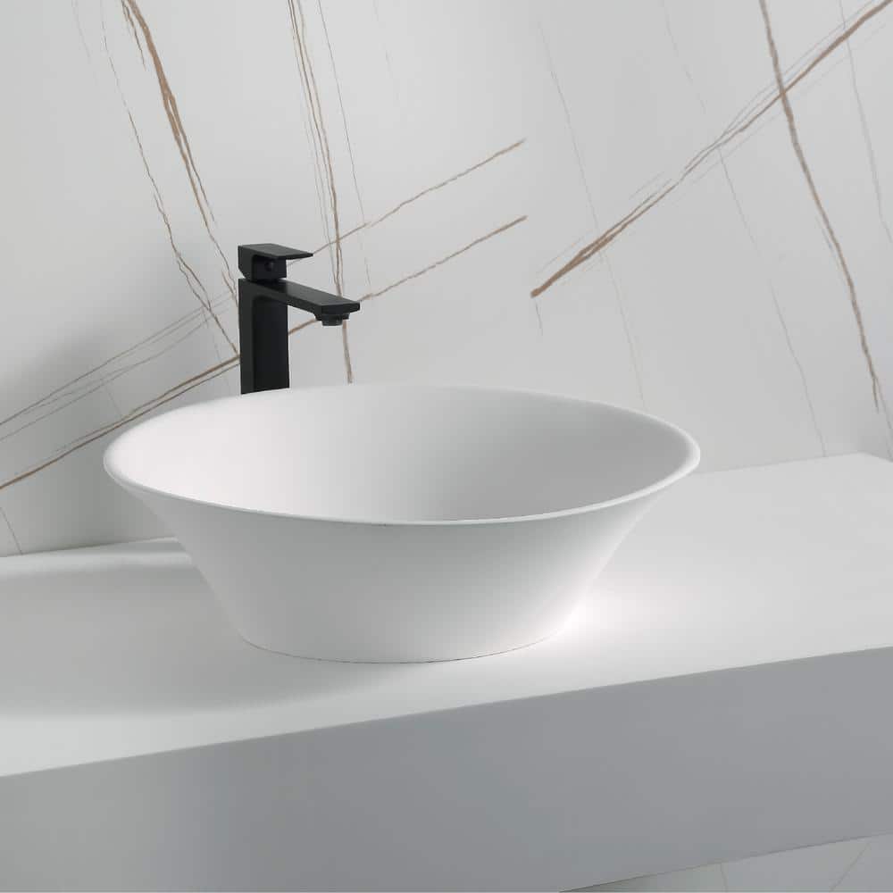 Elegant Matte White Acrylic Oval Above-Counter Vessel Sink