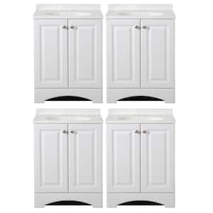 Glacier Bay 24 in. W x 19 in. D x 35 in. H Single Sink Freestanding Bath Vanity in White with White Cultured Marble Top