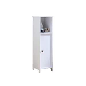 SignatureHome David White Finish 24" In. H Bathroom Storage Cabinet with Open Shelf and Inner Cabinet. (7Lx7Wx24H)