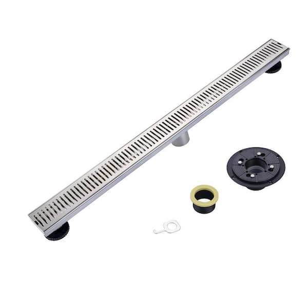 ARCORA 24 in. Linear Shower Drain Stainless Steel with Removable Cover Grate for Bathroom, Brushed Nickel
