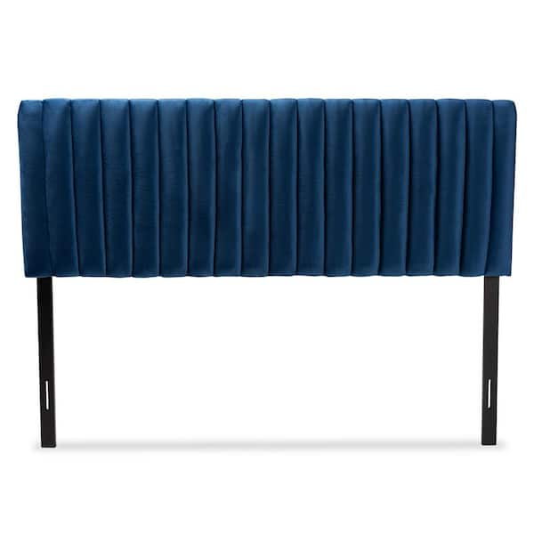 Baxton Studio Emile Navy Blue and Dark Brown Queen Headboard