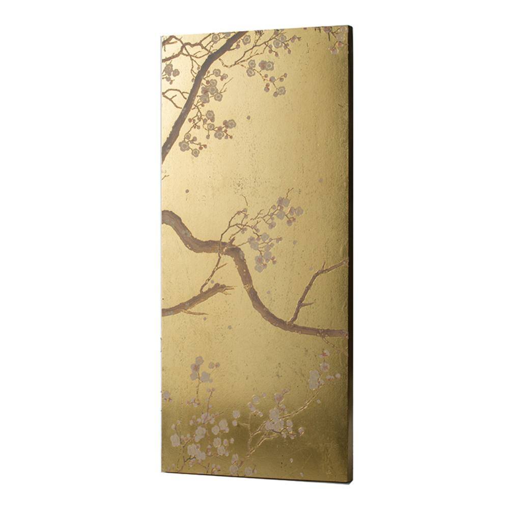 Cherry Blossom Gold Leaf and Pink Panel Wall Art Set