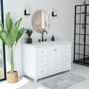 Formosa 48 in. W x 22 in. D x 34 in . H Modern Console Vanity with Rectangular Undermount Sink - White with White Top