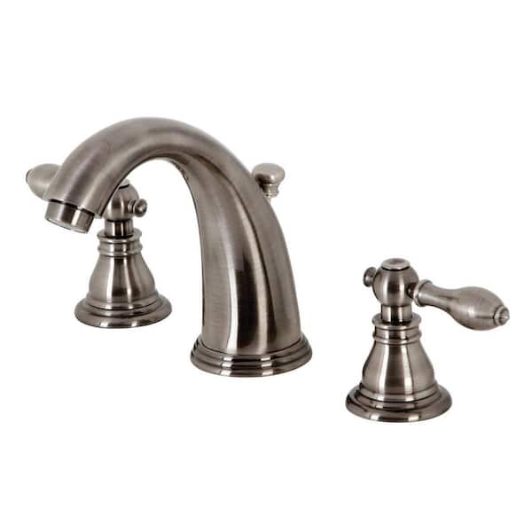 Kingston Brass American Classic 8 in. Widespread 2-Handle Bathroom Faucet with Plastic Pop-Up in Black Stainless