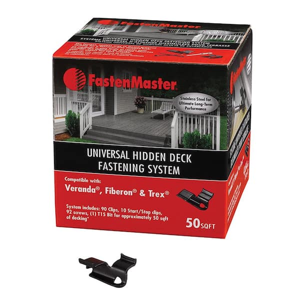 FastenMaster Universal Hidden Deck Fastening System – Stainless steel hidden deck screws and clips – Black (50 SF)