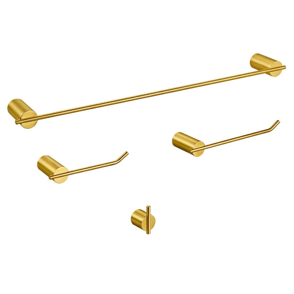 4-Piece Stainless Steel Bath Hardware Set in Brushed Gold with Towel Rack, Towel Hook, Toilet Paper Holder price history on PriceWatchPro