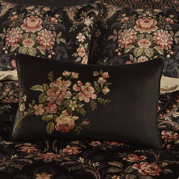 Couch Throw Pillow, Black with White Flowers Charmeuse Satin. Washable – A  Touch of Satin