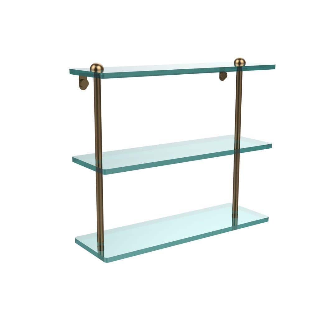 Allied Brass 16 in. L x 15 in. H x in. W 3-Tier Clear Glass Bathroom Shelf  in Brushed Bronze RC-5/16-BBR The Home Depot