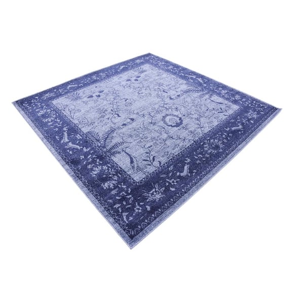 La Jolla Floral Blue 6' 0 x 6' 0 Square Rug