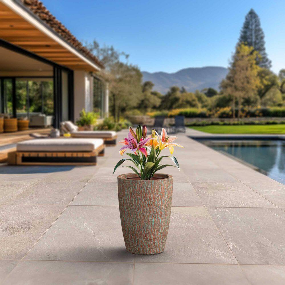 14 in. Large Muted Teal (Enhanced Interior) Concrete Round Planter / Pot with Drainage Holes price history on PriceWatchPro