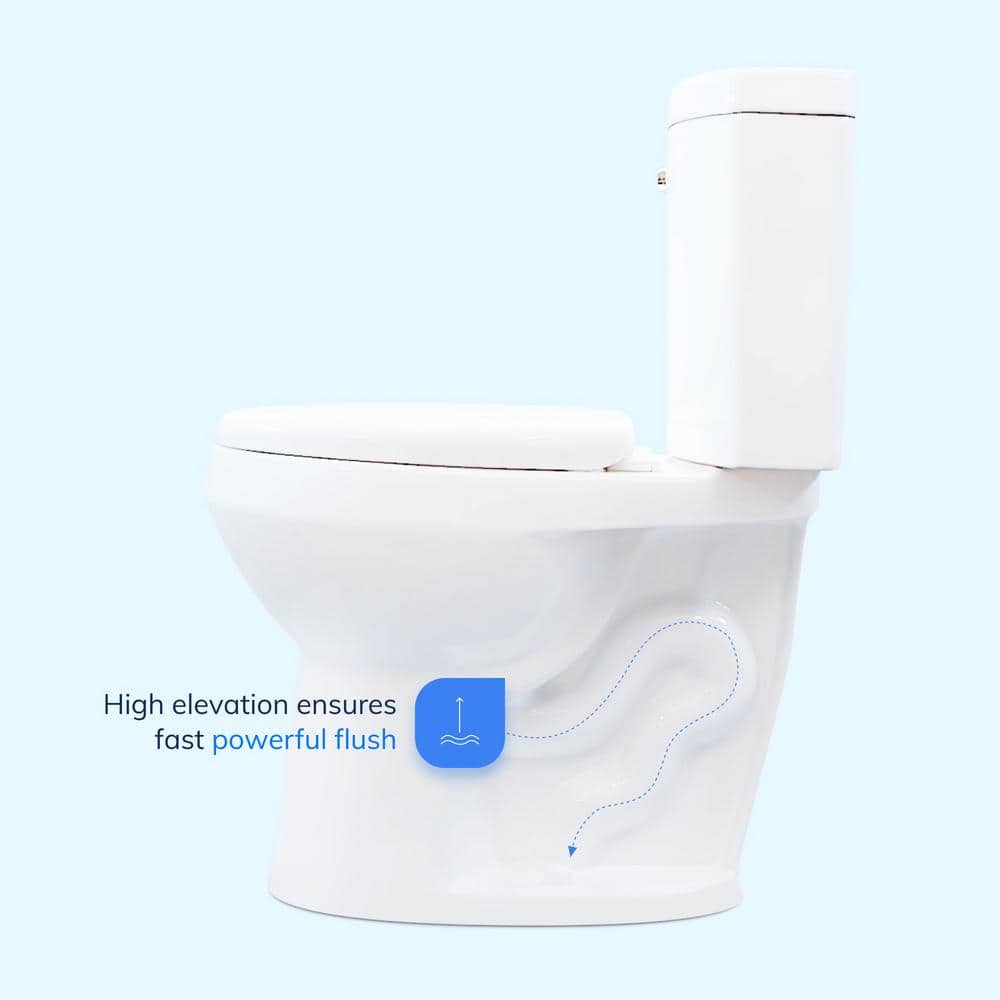Extra Tall White Dual Flush Elongated Toilet with Chrome Handle