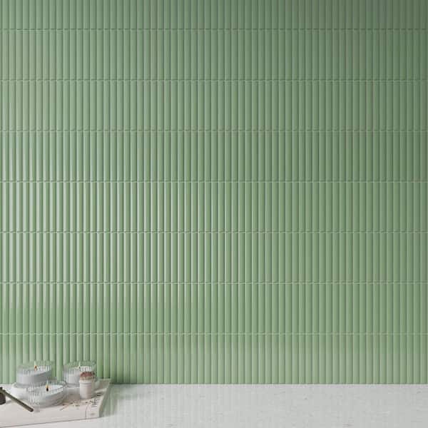 Spanish Lingot 12 in. x 24 in. x 9mm 3D Glazed Fluted Porcelain Wall Tile Case-Mint (5 Piece, 10.76 Sq. Ft. / Case)