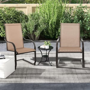 2pcs C-Spring Motion Outdoor Dining Chairs All Weather Heavy Duty Brown