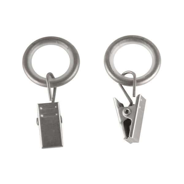 EMOH Satin Nickel Steel Curtain Rings with Clips (Set of 10)