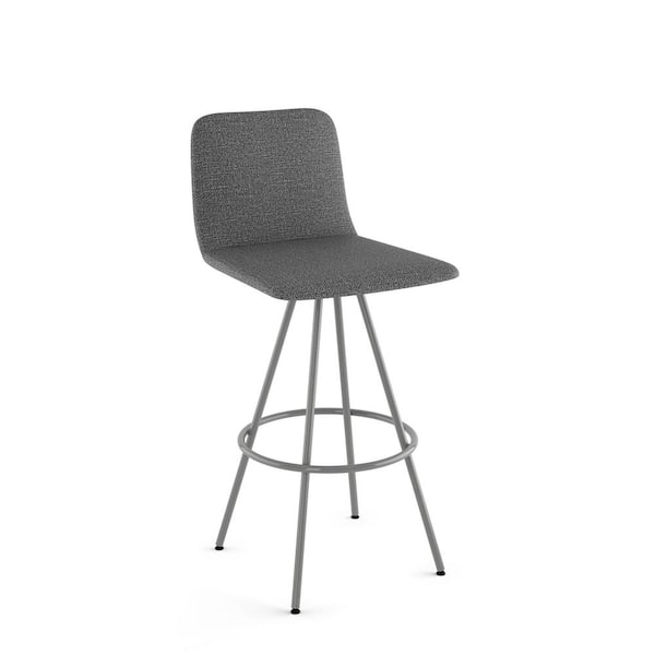 Amisco Dagmar 26 in. Grey Woven Fabric/Glossy Grey Metal Swivel Counter Stool