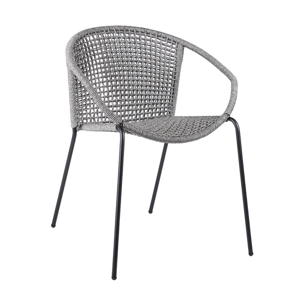 Contemporary Grey Rope and Steel Stackable Armless Chair, Set of 2