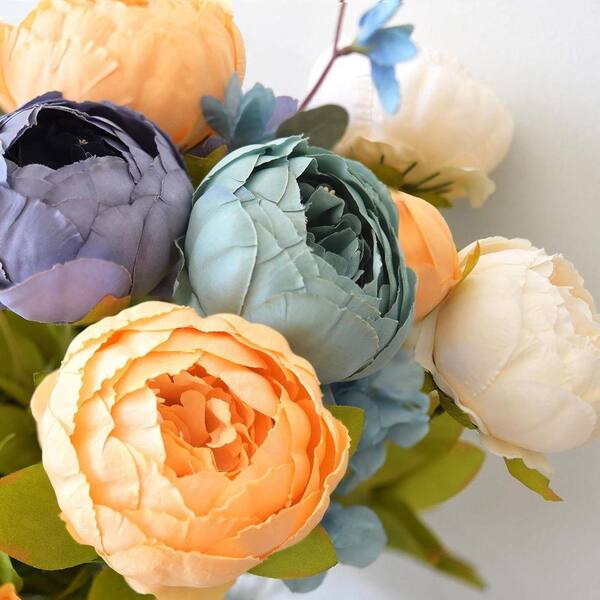 19.7 in. Multi-Colored Indoor Artificial Peony Flower 2-Bouquets