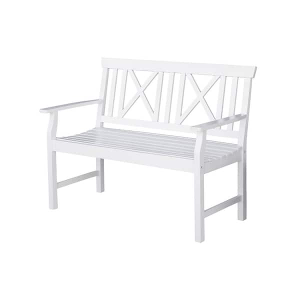 JACK-POST 4 ft. Classic Painted White Hardwood Bench 902101 - The Home ...