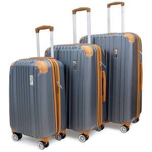Collins 3-Piece Grey Expandable Retro Spinner Luggage Set
