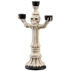 Skeleteen Animated Halloween Candelabra Decoration - Creepy Gothic Haunted  Mansion Black Skull Floating Candle Holder Party Decorations Prop 