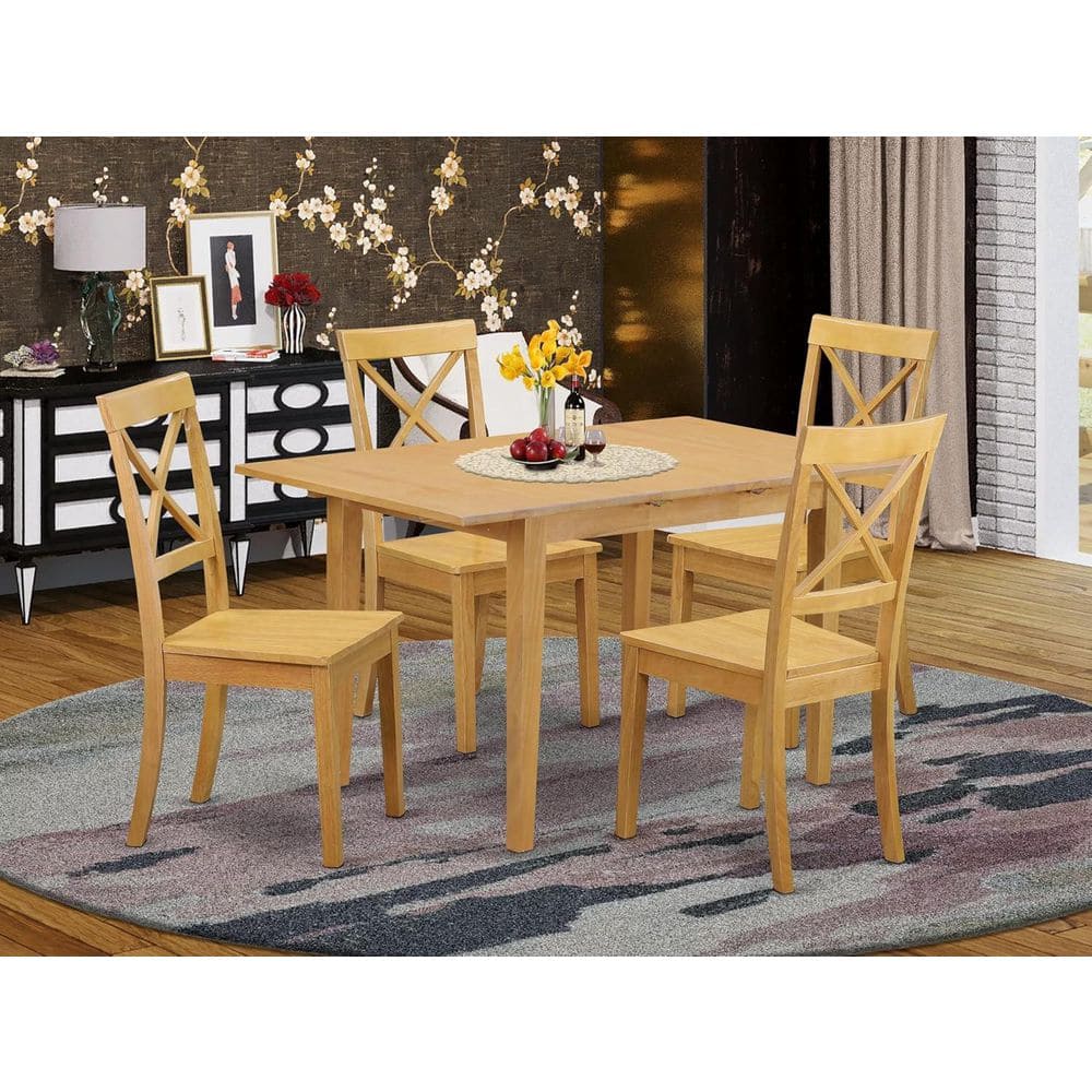 5-Piece Natural Oak Finish Solid Wood Top-Dining Room Set-Seats 4 price history on PriceWatchPro