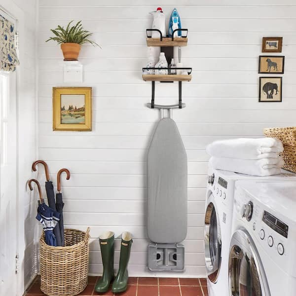 19.76 in. Ironing Board Hanger Wall Mount for Bathroom, Kitchen or Bedroom, Carbonized Black (1-Pack)