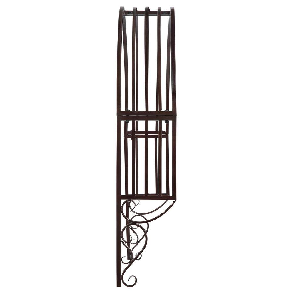 Chocolate Brown Metal Arched Garden Window Trellis