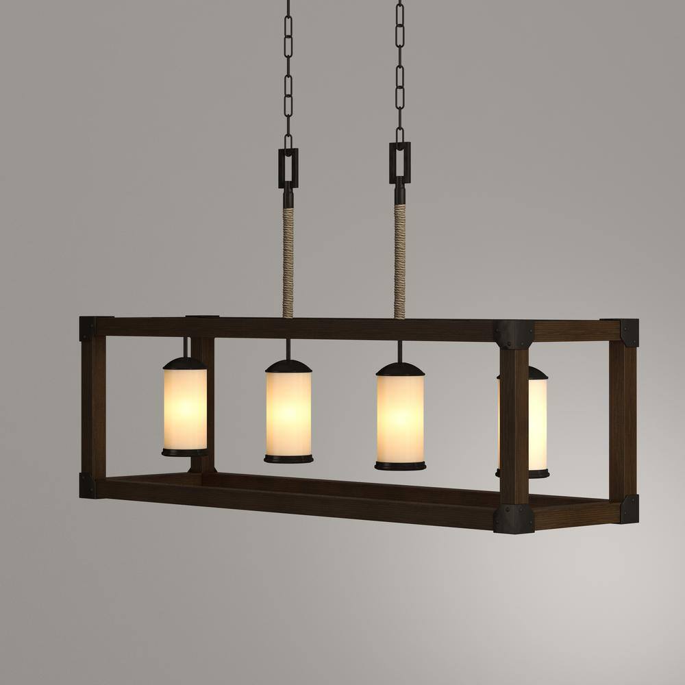 Stardust LED Four-Light Island Pendant with Creme Parchment Glass