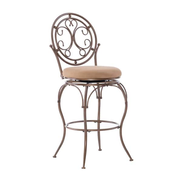 Powell Company Brandt Big and Tall Bronze Finish Barstool with Upholstered Seat
