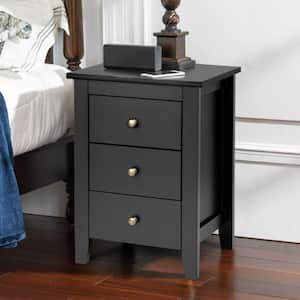 Modern Black 3-Drawers Nightstand for Living Room and Bedroom