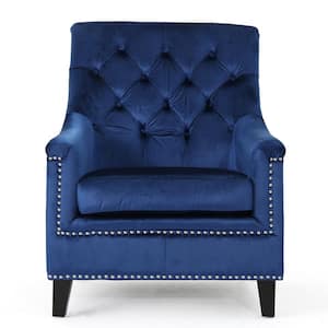 Jaclyn Navy Blue Velvet Upholstered Tufted Club Chair