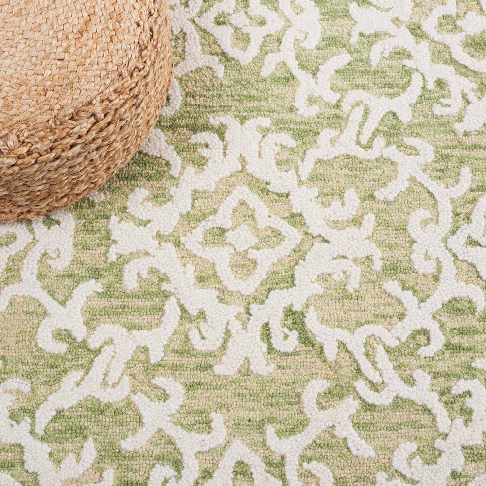 Ivory Floral Tufted Wool Rectangular Area Rug 5' x 8'