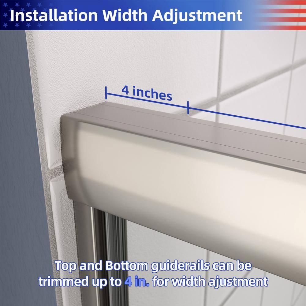 Chrome Finish Sliding Shower Door with Clear Tempered Glass, 48" x 70"