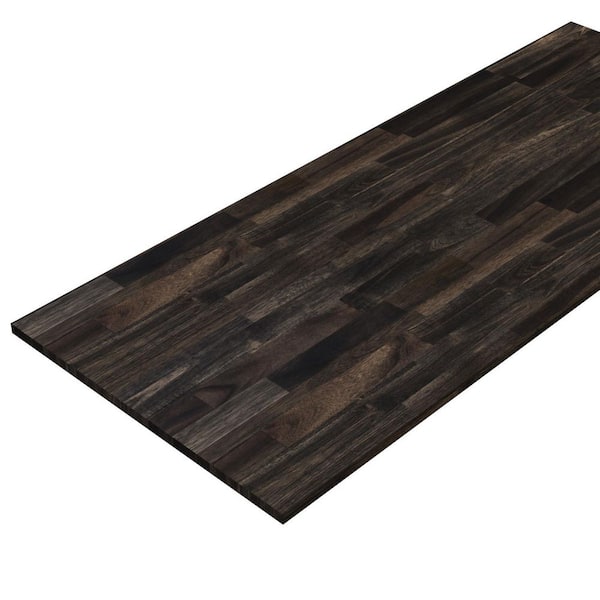 Interbuild 6.2 ft. L x 36 in. D, Acacia Butcher Block Countertop Island in Espresso with Square Edge