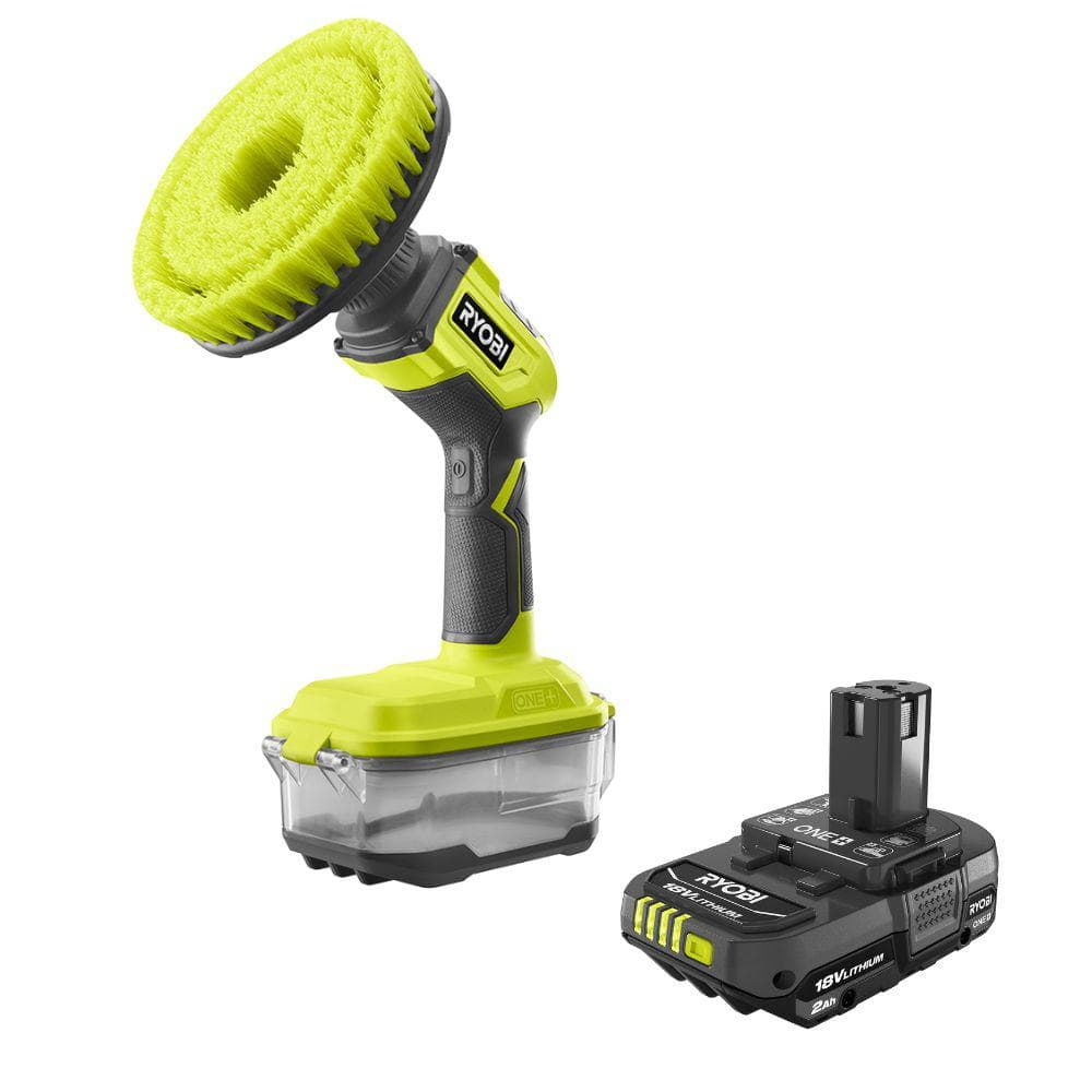 ONE+ 18V Cordless Power Scrubber with ONE+ 18V 2.0 Ah Lithium-Ion Battery -  RYOBI, P4510PBP006