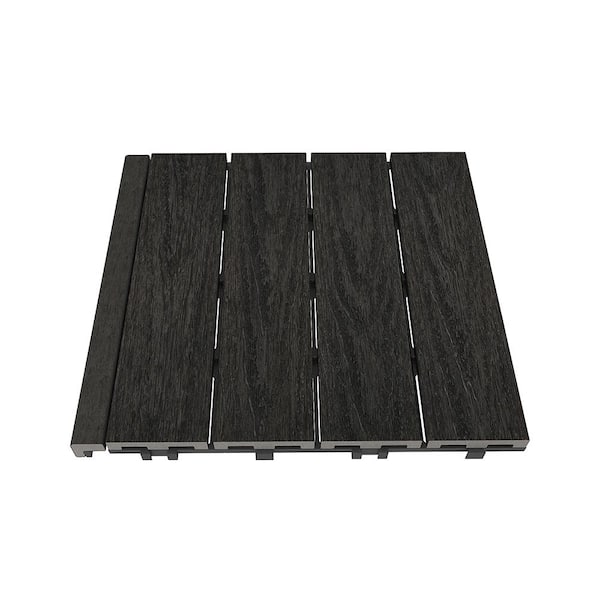 NewTechWood 1/12 ft. X 1 ft. Quick Deck Composite Deck Tile Straight Trim In Indian Ebony (4-Pieces/Box)