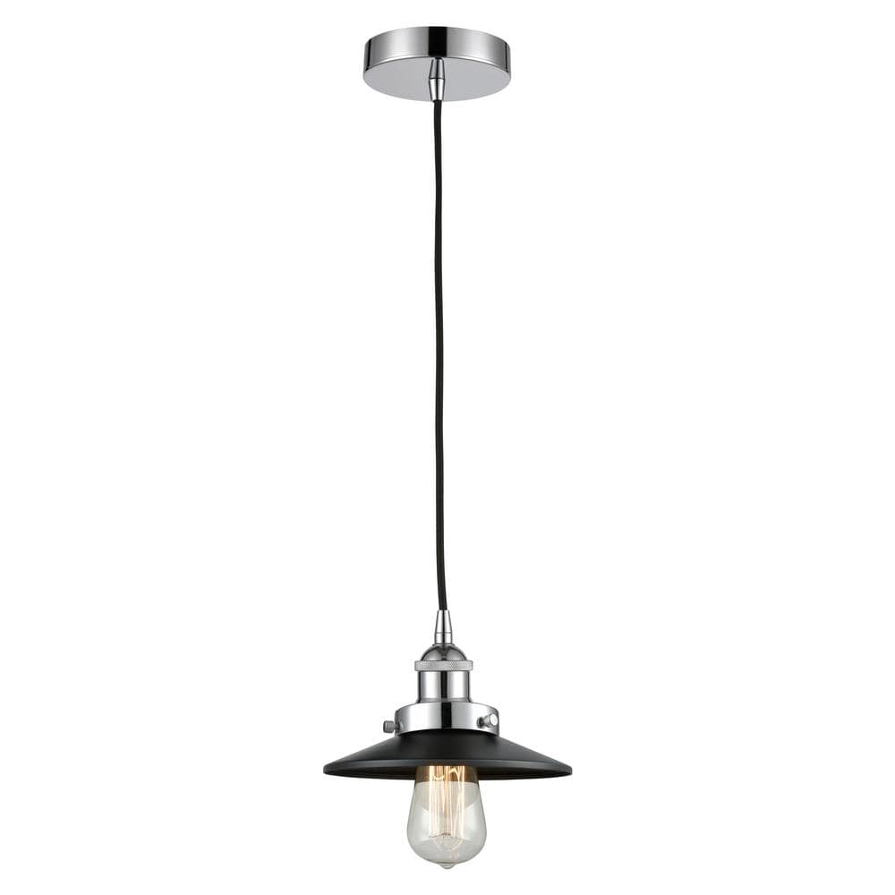 Railroad 60-Watt 1-Light Polished Chrome Standard Mini Pendant Light with Metal Shade price history on PriceWatchPro