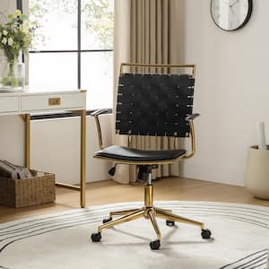 Eliseo Black Modern Weaving Back Office Chair with Tilting and Padded Armrests