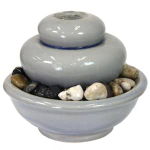 7 in. Smooth Cascade Ceramic Indoor Tabletop Water Fountain