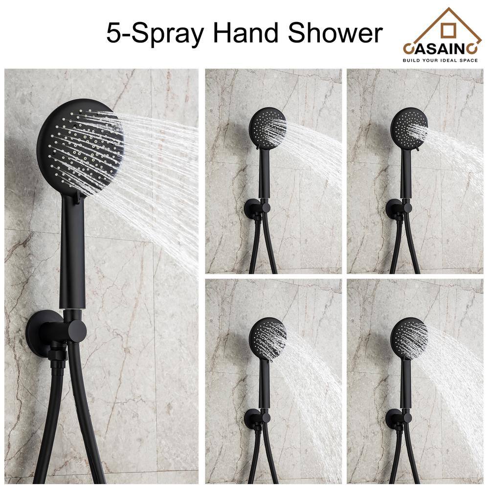 Matte Black Modern Wall-Mounted Shower System with Handheld