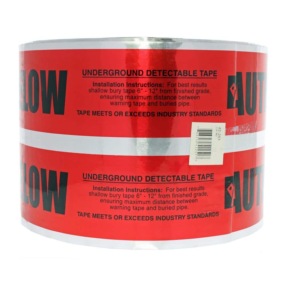 Ideal 6 in. x 1000 ft. Detectable Underground Caution Tape for Buried  Electrical Service Lines, Red 42-251