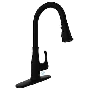 Sifo Single Handle Hands Free Touchless Pull-Down Sprayer Kitchen Faucet with Motion Sense and Fan Spray in Matte Black