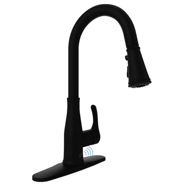 ANZZI Sifo Single Handle Hands Free Touchless Pull-Down Sprayer Kitchen Faucet with Motion Sense and Fan Spray in Matte Black