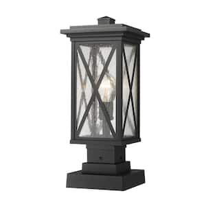 Brookside 18.25 in. 1-Light Black Aluminum Hardwired Outdoor Weather Resistant Pier Mount Light With No Bulb Included